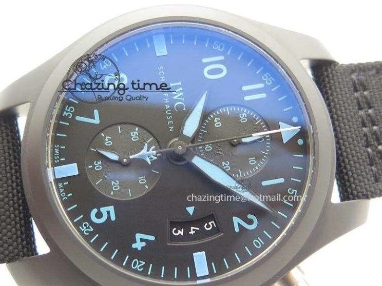 MIROTIME 0404 Comfortable Pilot Chrono IW388003 Real Ceramic ZF 1:1 Best Edition On Black Nylon Strap A 7322